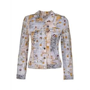 NEW DOLCEZZA jean jacket in pale blue grey/mustard